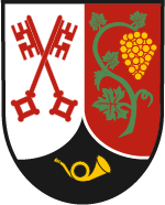Wappen von Lieser. Schlüssel, Rebe, Posthorn