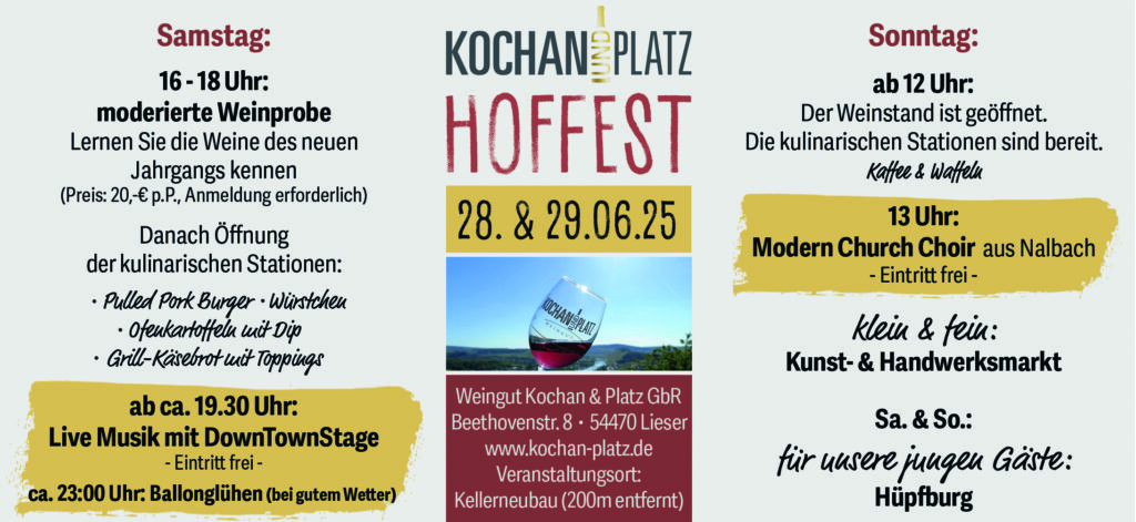 Flyer Hoffest Weingut Kochan-Platz